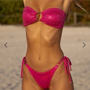 Vibrant Pink Ring-Detail Bikini Set